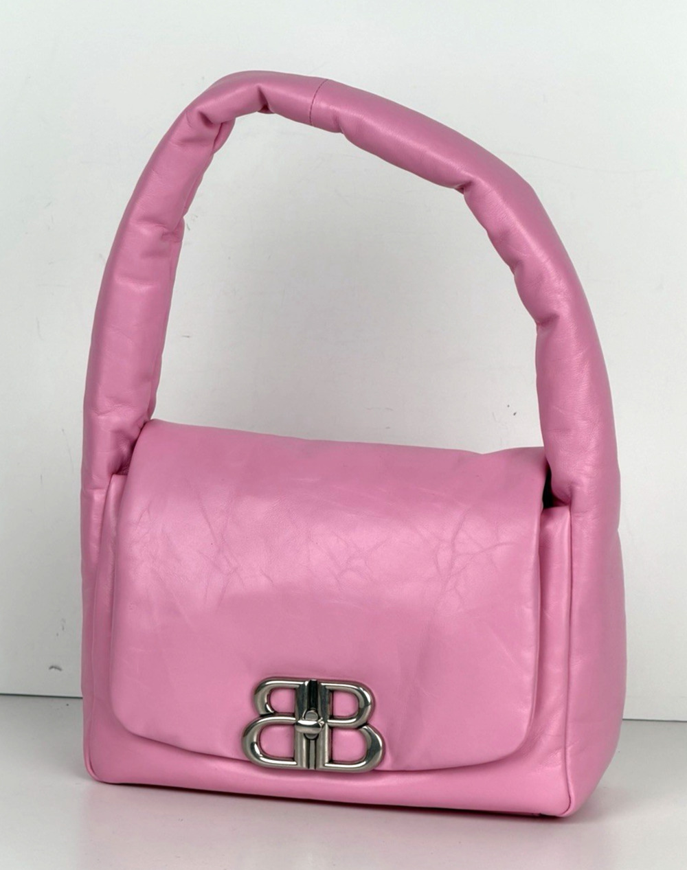 Balenciaga Monaco Small Sling Bag in Pink Puffy Leather E7